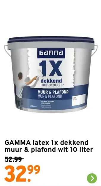 GAMMA Ltex 1x dekkend muur & plafond wit 10 liter aanbieding