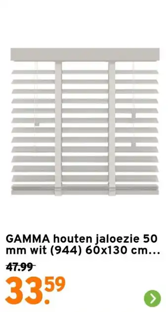 GAMMA Houten jaloezie 50 mm wit (944) 60x130 cm... aanbieding