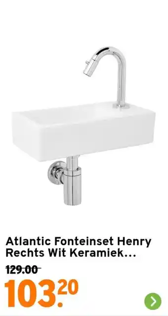 GAMMA Atlantic Fonteinset Henry Rechts Wit Keramiek... aanbieding