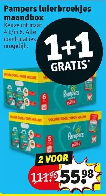 Kruidvat Pampers Luierbroekjes maandbox maat 4/6 aanbieding