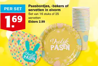 Hoogvliet Paasbordjes, -bekers of servetten in eivorm aanbieding