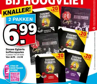 Hoogvliet Douwe Egberts koffiecapsules 2 pakken met 20 stuks aanbieding