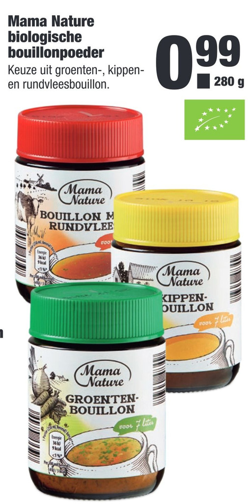 Mama Nature biologische bouillonpoeder 280g aanbieding bij ALDI
