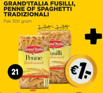 Jumbo Grand'italia Fusilli, Penne of Spaghetti tradizionali 500g aanbieding