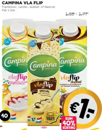 Jumbo Campina vla flip 1 liter aanbieding