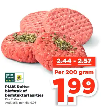 PLUS PLUS Duitse biefstuk of biefstuktartaartjes aanbieding