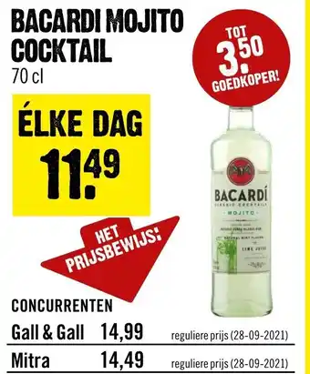 Dirck 3 Bacardi Mojito Cocktail 70cl aanbieding