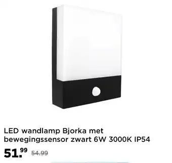 LED Direct LED wandlamp bjorka met bewegingssensor zwart 6W 3000K IP54 aanbieding