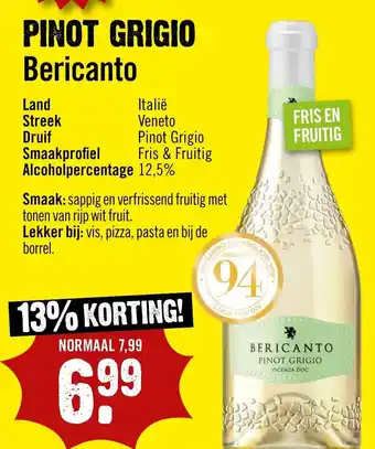 Dirck 3 Pinot Grigio Bericanto aanbieding