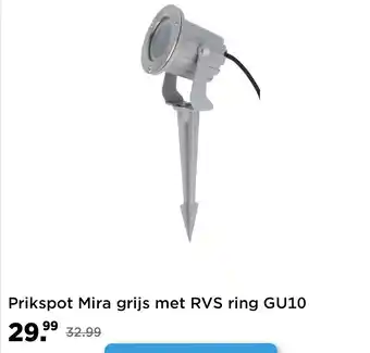 LED Direct Prikspot Mira grijs met rvs ring GU10 aanbieding