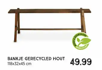 Xenos Bankje Gerecycled Hout 118 x 32 x 45cm aanbieding