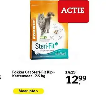 Boerenbond Fokker Cat Steri-Fit Kip - Kattenvoer - 2.5 Kg aanbieding