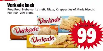 Dirk Verkade Koek Frou Frou, Nobo Sprits Melk, Nizza, Knappertjes Of Maria Biscuit aanbieding