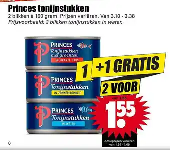 Dirk Princes Tonijnstukken 1+1 Gratis aanbieding