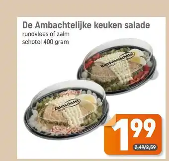 Dagwinkel De Ambachtelijke Keuken Salade Rundvlees Of Zalm aanbieding