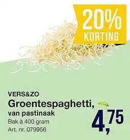 Bidfood Vers&Zo Groentespaghetti, Van Pastinaak 20% Korting aanbieding