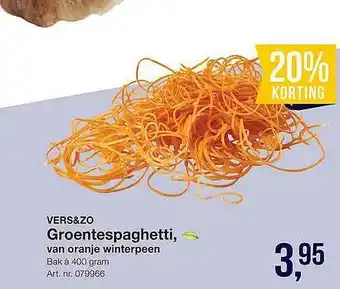 Bidfood Vers&Zo Groentespaghetti, Van Oranje Winterpeen 20% Korting aanbieding