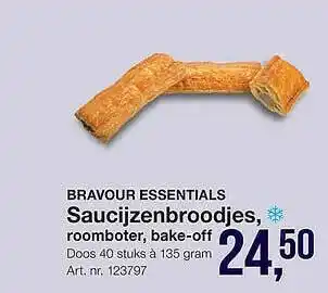 Bidfood Bravour Essentials Saucijzenbroodjes, Roomboter, Bake-Off aanbieding