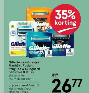 Etos Gillette navulmesjes macht3+, fusion, proglide & skinguard sensitive 8 stuks aanbieding