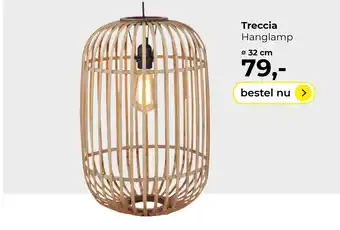 Lampidee Treccia - Hanglamp 1 lichts d: 32cm rotan / mat zwart aanbieding