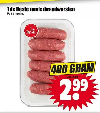 Dirk 1 De beste runderbraadworsten  400 gram aanbieding