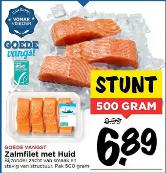 Vomar Voordeelmarkt Zalmfilet met huid  500 gram aanbieding