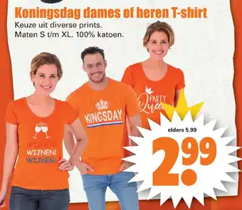 Dirk Koningsdag dames of heren t-shirt aanbieding