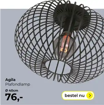 Lampidee Agila - plafondlamp 1 lichts d:40cm zwart aanbieding