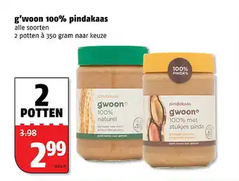 Poiesz g'woon 100% pindakaas 350gram aanbieding