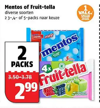 Poiesz Mentos of fruit-tella aanbieding