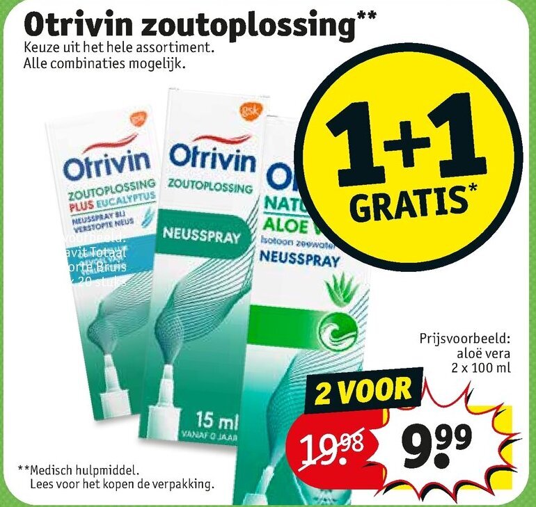 Otrivin zoutoplossing assortiment aanbieding bij Kruidvat
