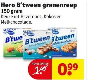 Kruidvat Hero B'tween Granenrepen 150g aanbieding