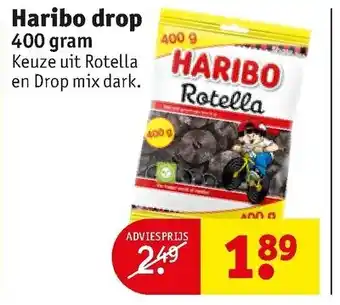 Kruidvat Haribo drop 400g aanbieding