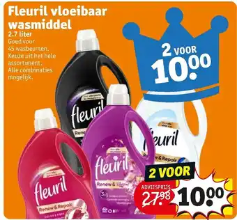 Kruidvat Fleuril vloeibaar wasmiddel 2*2.7L aanbieding