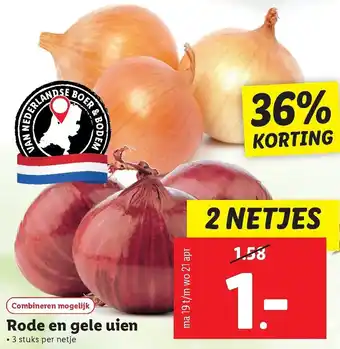 Lidl Rode en gele uien aanbieding