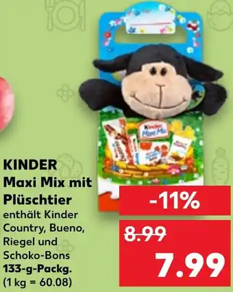 Kaufland DE KINDER Maxi Mix mit Plüschtier 133g aanbieding