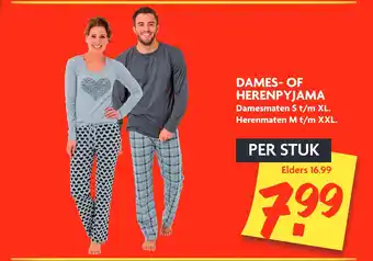 Dekamarkt Dames- Of Herenpyjama aanbieding