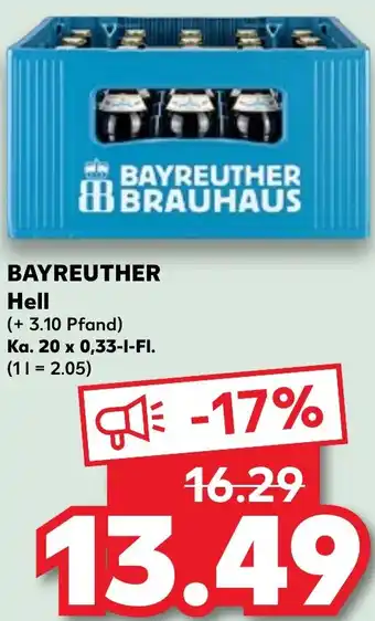 Kaufland DE BAYREUTHER Hell 20 x 330ml aanbieding