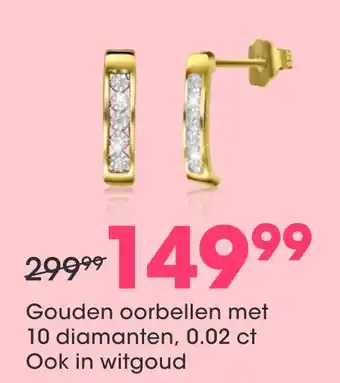 Lucardi Gouden oorbellen met 10 diamanten aanbieding