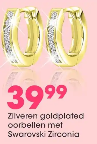 Lucardi Zilveren goldplated oorbellen met Swarovski Zirconia aanbieding