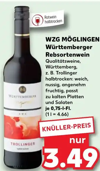 Kaufland DE WZG MÖGLINGEN Württemberger Rebsortenwein 0.75L aanbieding