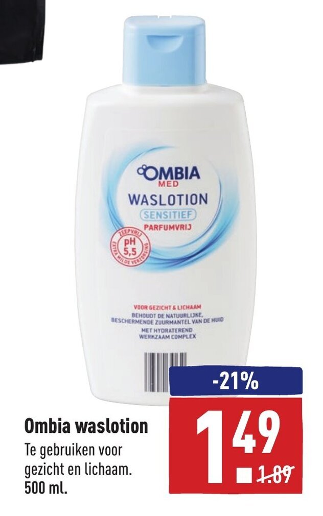 Ombia Waslotion 500 ml aanbieding bij ALDI