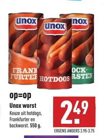 ALDI Unox Worst 550g aanbieding