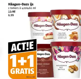 Poiesz Häagen-Dazs ijs 2 bekers à 420/460 ml aanbieding