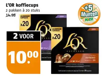 Poiesz L'OR koffiecups 2 pakken à 20 stuks aanbieding