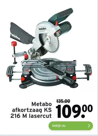 GAMMA Metabo afkortzaag KS 216 M lasercut aanbieding