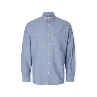 Spartoo Overhemd Lange Mouw Selected Noos Slimnew-linen Shirt L/S - Medium Blue Denim aanbieding