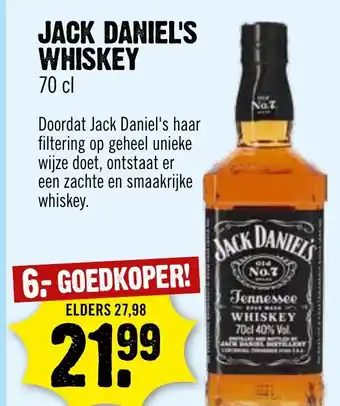 Dirck 3 JACK DANIEL'S WHISKEY 70 cl aanbieding