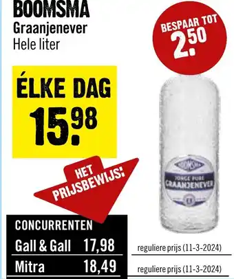 Dirck 3 BOOMSMA Graanjenever Hele liter aanbieding