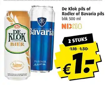 Boni De klok pils of radler of bavaria pils aanbieding